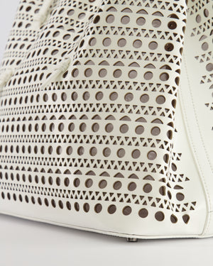 Alaia White Perforated Medium Leather Mina Tote Bag RRP £2,200