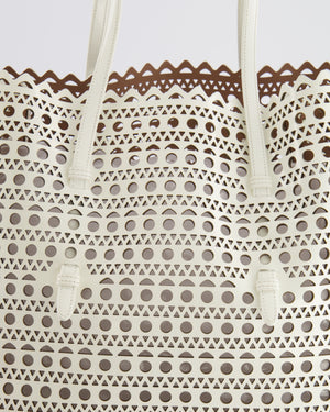 Alaia White Perforated Medium Leather Mina Tote Bag RRP £2,200