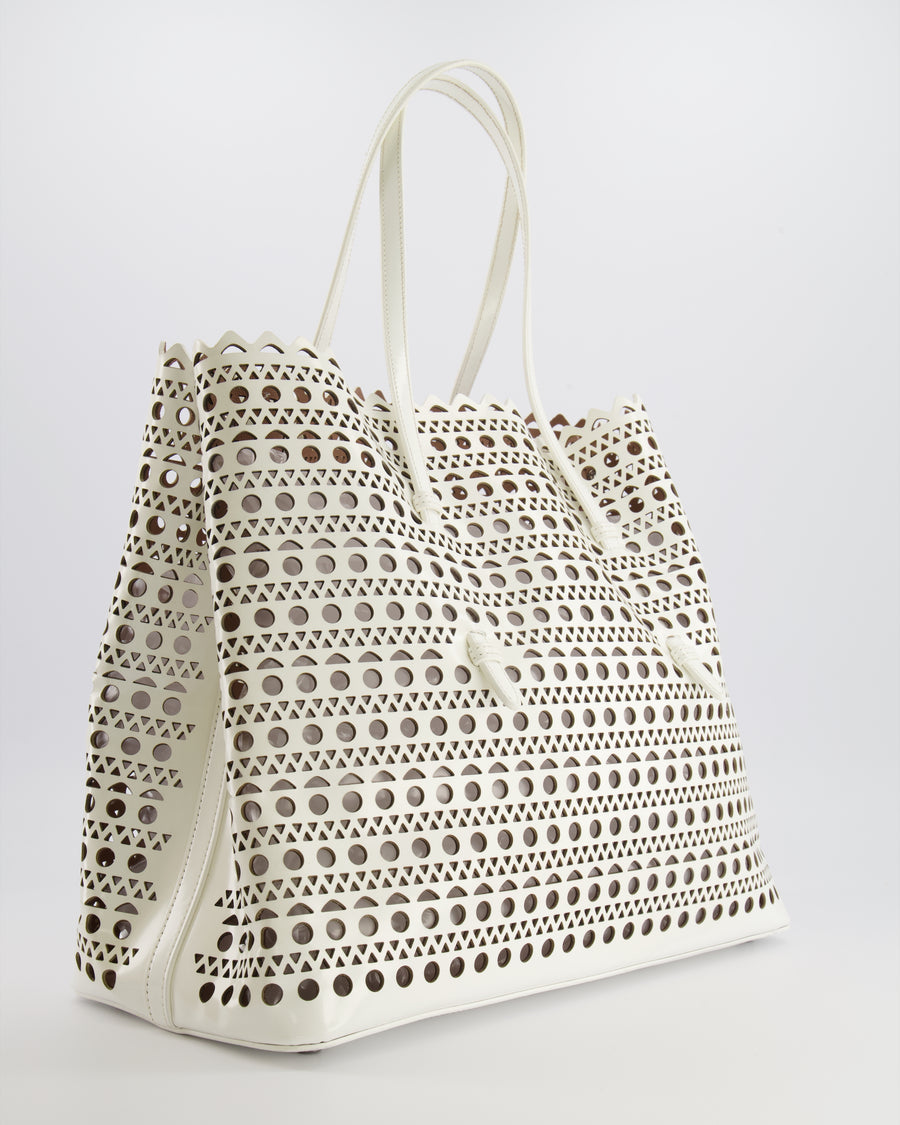 Alaia White Perforated Medium Leather Mina Tote Bag RRP £2,200