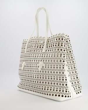 Alaia White Perforated Medium Leather Mina Tote Bag RRP £2,200