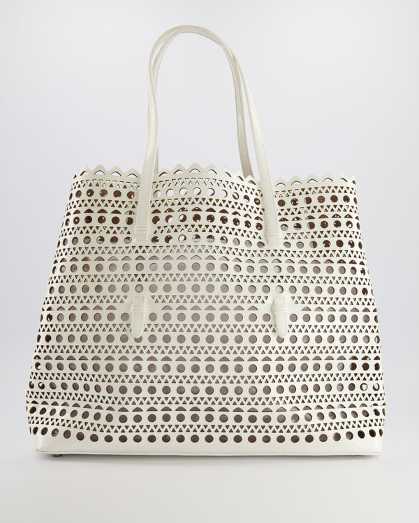 Alaia White Perforated Medium Leather Mina Tote Bag RRP £2,200