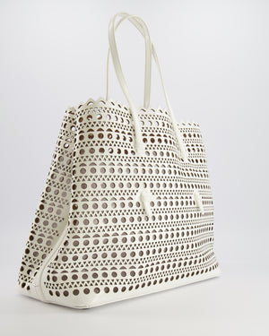 Alaia White Perforated Medium Leather Mina Tote Bag RRP £2,200