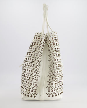 Alaia White Perforated Medium Leather Mina Tote Bag RRP £2,200