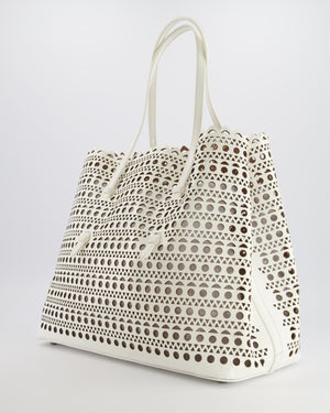 Alaia White Perforated Medium Leather Mina Tote Bag RRP £2,200