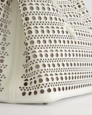 Alaia White Perforated Medium Leather Mina Tote Bag RRP £2,200