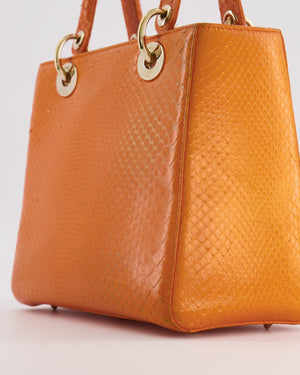 Christian Dior Orange Python Lady Dior Bag with Champagne Gold Hardware