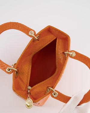 Christian Dior Orange Python Lady Dior Bag with Champagne Gold Hardware