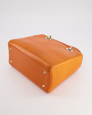 Christian Dior Orange Python Lady Dior Bag with Champagne Gold Hardware