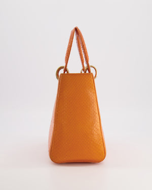 Christian Dior Orange Python Lady Dior Bag with Champagne Gold Hardware