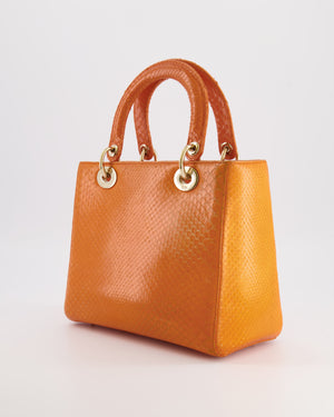 Christian Dior Orange Python Lady Dior Bag with Champagne Gold Hardware