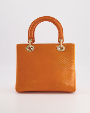 Christian Dior Orange Python Lady Dior Bag with Champagne Gold Hardware