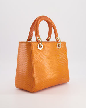 Christian Dior Orange Python Lady Dior Bag with Champagne Gold Hardware