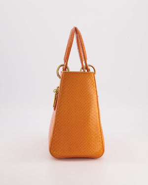 Christian Dior Orange Python Lady Dior Bag with Champagne Gold Hardware