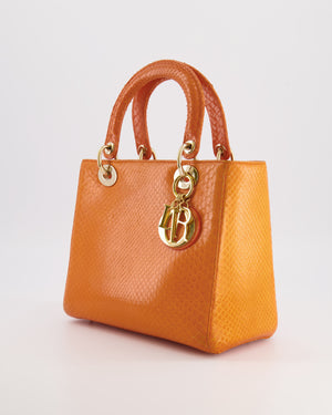 Christian Dior Orange Python Lady Dior Bag with Champagne Gold Hardware