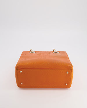 Christian Dior Orange Python Lady Dior Bag with Champagne Gold Hardware