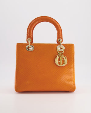 Christian Dior Orange Python Lady Dior Bag with Champagne Gold Hardware