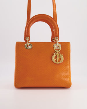Christian Dior Orange Python Lady Dior Bag with Champagne Gold Hardware