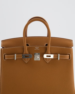 *HOT* Hermès Birkin 25 Retourne Bag in Gold Togo Leather with Palladium Hardware