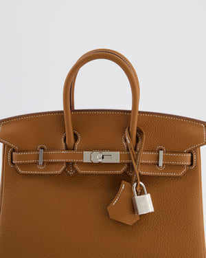 *HOT* Hermès Birkin 25 Retourne Bag in Gold Togo Leather with Palladium Hardware