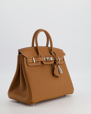 *HOT* Hermès Birkin 25 Retourne Bag in Gold Togo Leather with Palladium Hardware