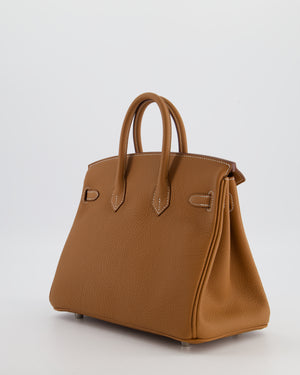 *HOT* Hermès Birkin 25 Retourne Bag in Gold Togo Leather with Palladium Hardware