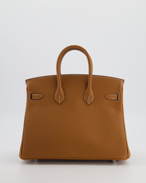 *HOT* Hermès Birkin 25 Retourne Bag in Gold Togo Leather with Palladium Hardware