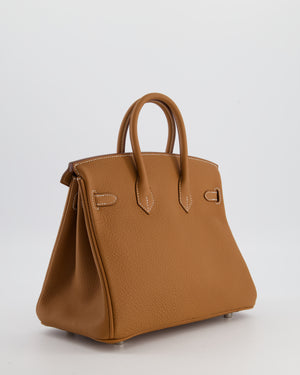 *HOT* Hermès Birkin 25 Retourne Bag in Gold Togo Leather with Palladium Hardware