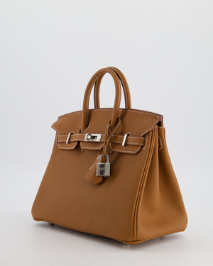 *HOT* Hermès Birkin 25 Retourne Bag in Gold Togo Leather with Palladium Hardware