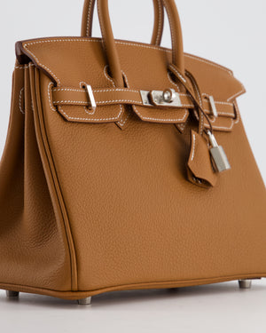 *HOT* Hermès Birkin 25 Retourne Bag in Gold Togo Leather with Palladium Hardware