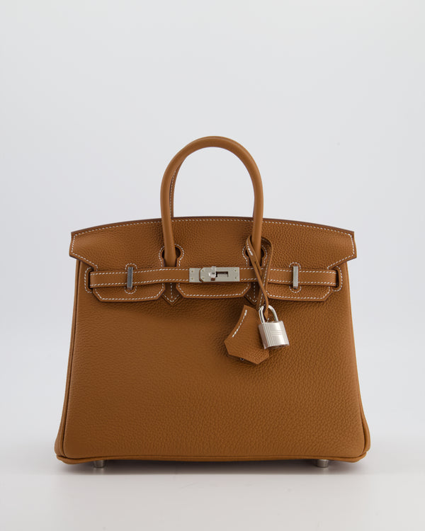 *HOT* Hermès Birkin 25 Retourne Bag in Gold Togo Leather with Palladium Hardware