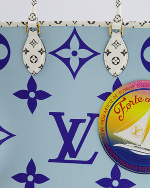 Louis Vuitton Limited Edition Blue and White Forte Dei Marmi On The Go GM Tote Bag RRP £2,590