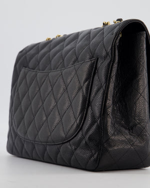 *FIRE PRICE* Chanel Black Jumbo Classic Single Flap Bag in Caviar Leather with Gold Hardware