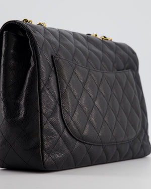 *FIRE PRICE* Chanel Black Jumbo Classic Single Flap Bag in Caviar Leather with Gold Hardware