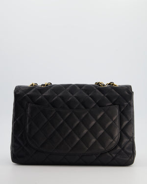 *FIRE PRICE* Chanel Black Jumbo Classic Single Flap Bag in Caviar Leather with Gold Hardware