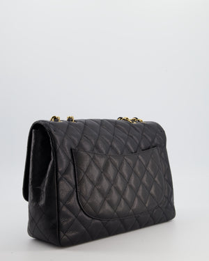 *FIRE PRICE* Chanel Black Jumbo Classic Single Flap Bag in Caviar Leather with Gold Hardware