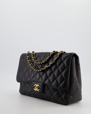 *FIRE PRICE* Chanel Black Jumbo Classic Single Flap Bag in Caviar Leather with Gold Hardware