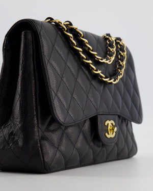 *FIRE PRICE* Chanel Black Jumbo Classic Single Flap Bag in Caviar Leather with Gold Hardware