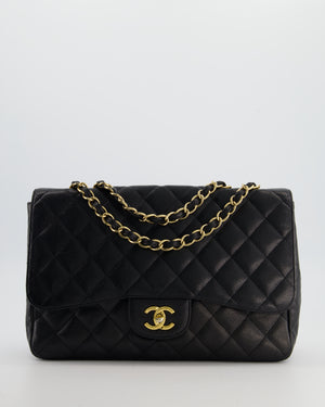 *FIRE PRICE* Chanel Black Jumbo Classic Single Flap Bag in Caviar Leather with Gold Hardware
