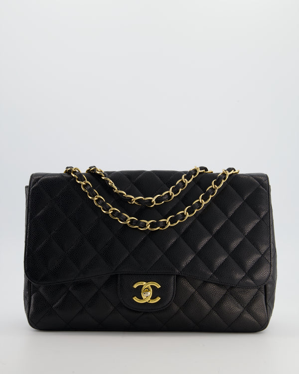 *FIRE PRICE* Chanel Black Jumbo Classic Single Flap Bag in Caviar Leather with Gold Hardware