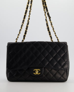 *FIRE PRICE* Chanel Black Jumbo Classic Single Flap Bag in Caviar Leather with Gold Hardware
