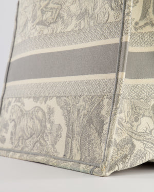 Christian Dior Ecru and Grey Medium Book Tote Bag with Toile De Jouy Embroidery RRP £2,500