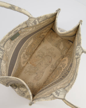 Christian Dior Ecru and Grey Medium Book Tote Bag with Toile De Jouy Embroidery RRP £2,500