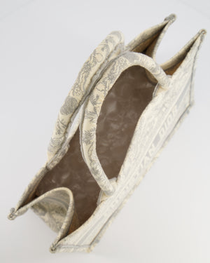 Christian Dior Ecru and Grey Medium Book Tote Bag with Toile De Jouy Embroidery RRP £2,500