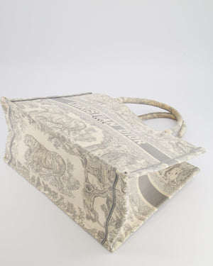 Christian Dior Ecru and Grey Medium Book Tote Bag with Toile De Jouy Embroidery RRP £2,500