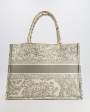 Christian Dior Ecru and Grey Medium Book Tote Bag with Toile De Jouy Embroidery RRP £2,500
