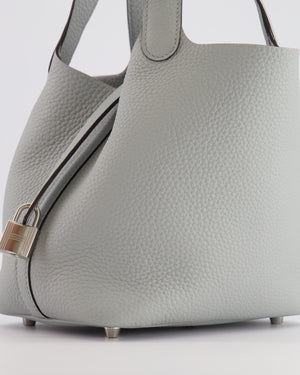 *HOT* Hermès Picotin Lock Bag 18cm in Bleu Glacier Clemence Leather with Palladium Hardware