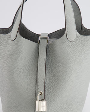 *HOT* Hermès Picotin Lock Bag 18cm in Bleu Glacier Clemence Leather with Palladium Hardware