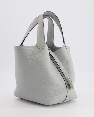*HOT* Hermès Picotin Lock Bag 18cm in Bleu Glacier Clemence Leather with Palladium Hardware
