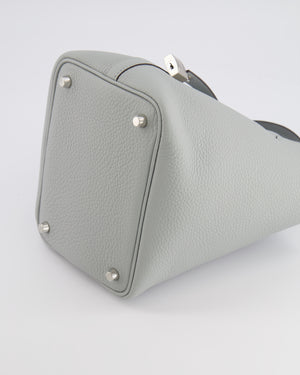 *HOT* Hermès Picotin Lock Bag 18cm in Bleu Glacier Clemence Leather with Palladium Hardware