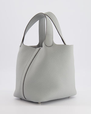 *HOT* Hermès Picotin Lock Bag 18cm in Bleu Glacier Clemence Leather with Palladium Hardware